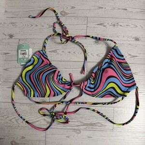 Full Tilt Groovy Neon Spaghetti Strap Bikini Top Size Medium